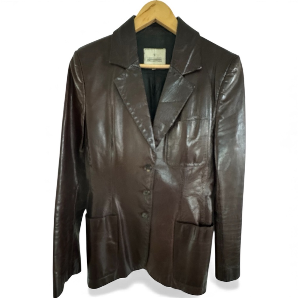 TRUSSARDI Collection Women’s Brown Luxury Leather Jacket Sz 42